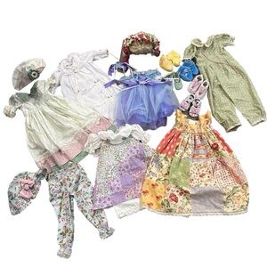 Mixed Lot Doll Clothing & Accessories 
Pastel Floral handmade VTG